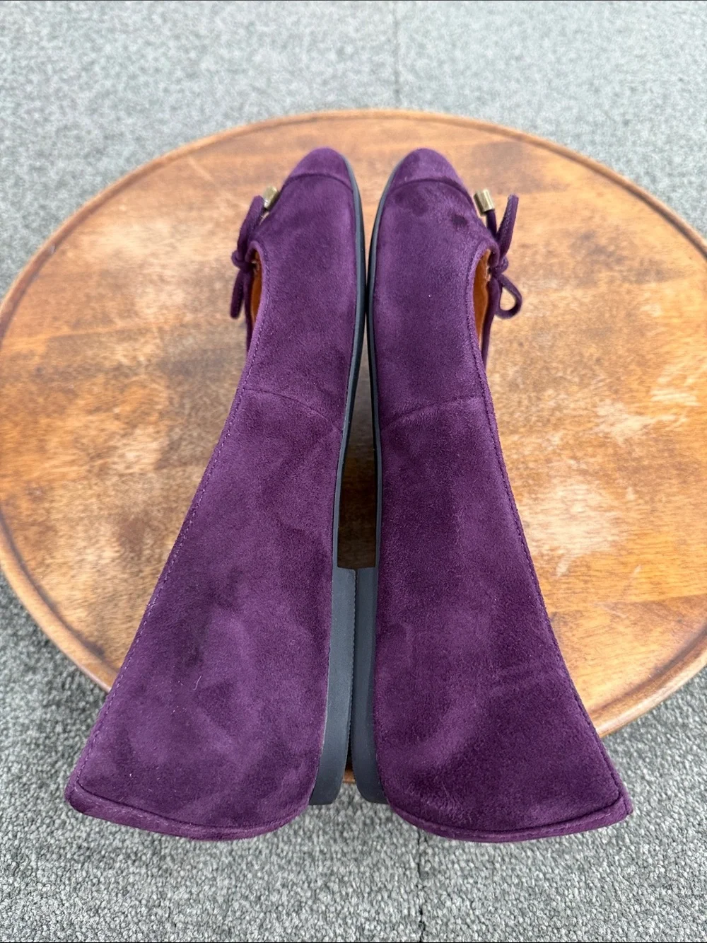 Vionic Shoes Wm 9 Klara Plum Purple Suede Ballet Flats Bow Tie Pretty Classic